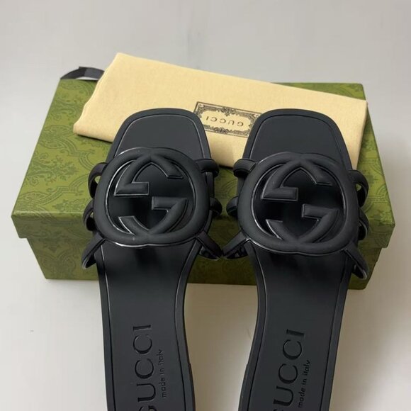 Gucci Women's Black Marmont Rubber Slides US 8 - New - Picture 4 of 5